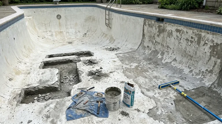 Cracked swimming pool plaster Phoenix