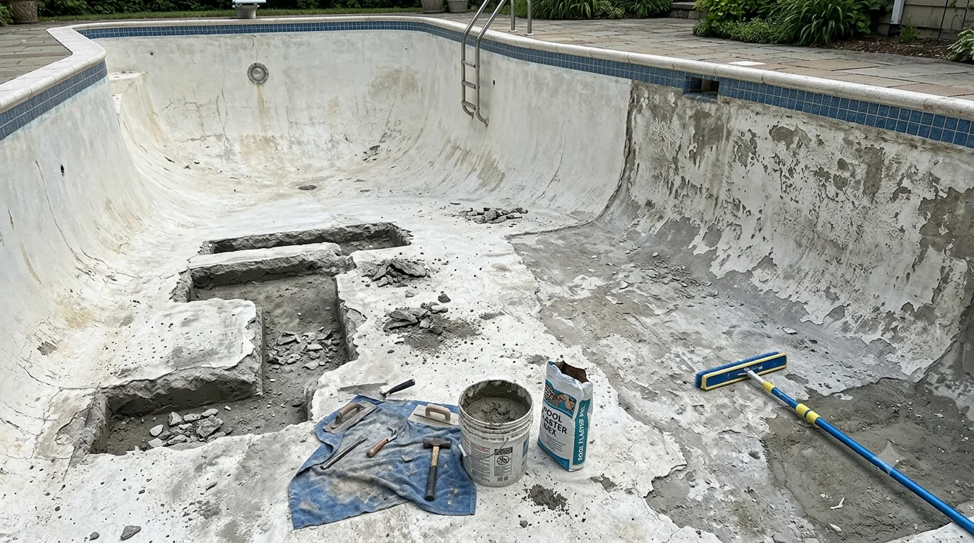 Cracked swimming pool plaster Phoenix